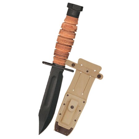 Ontario Knife Co Ontario 499 Survival Fixed 5.0 in Black Blade Leather Handle 6150